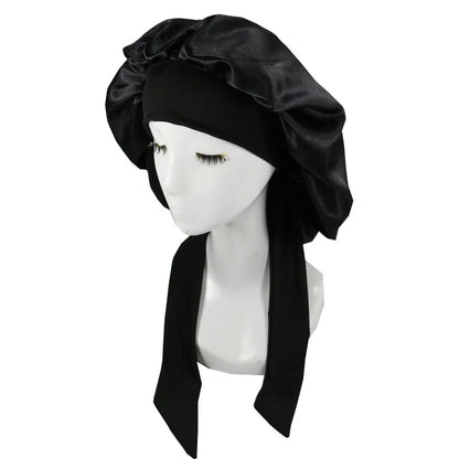 Unisex Satin Solid Bonnet Sleeping Hat Night Sleep Cap