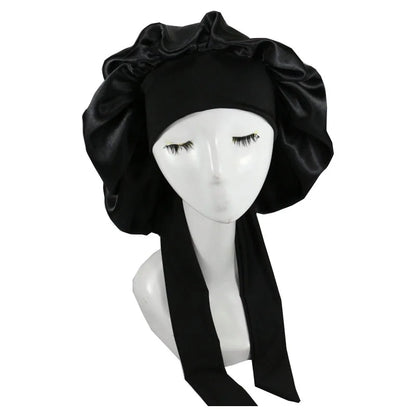 Unisex Satin Solid Bonnet Sleeping Hat Night Sleep Cap