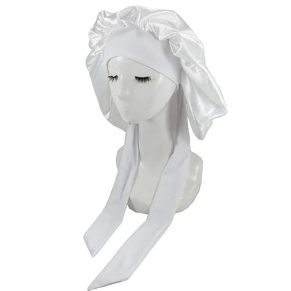 Unisex Satin Solid Bonnet Sleeping Hat Night Sleep Cap