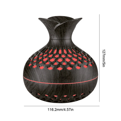 300ML Wood Grain Flower Humidifier Silent Aromatherapy Diffuser USB Rechargeable